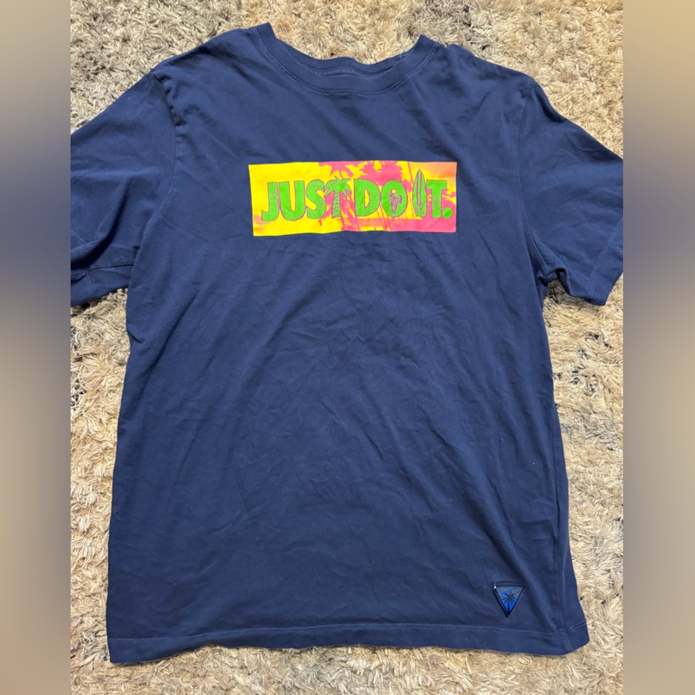 Blue Graphic T-Shirt with Colorful Print